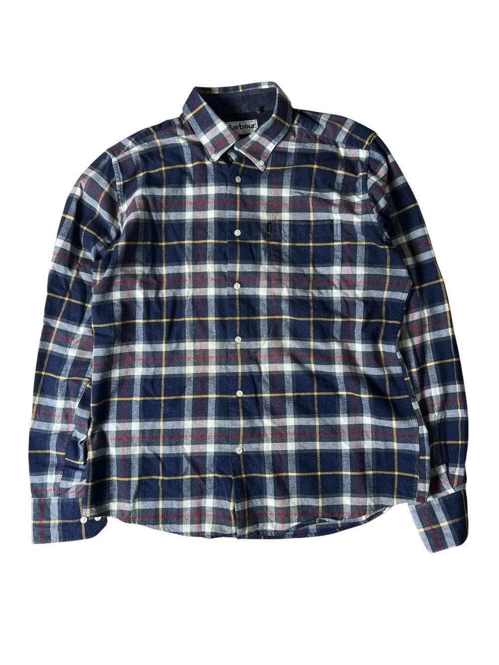 Barbour Shirt Mens L Blue Plaid Long Sleeve Button Up Casual Tailored Fit